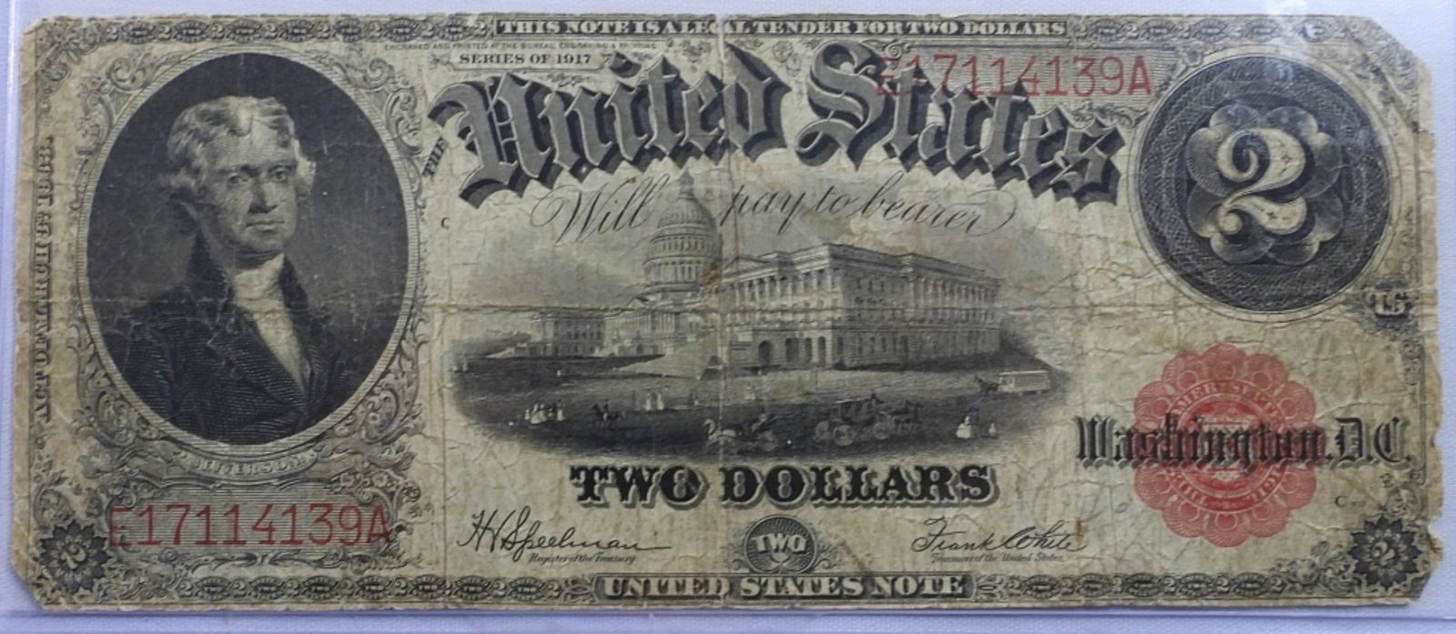 Series of 1917 $2 Large Bill (1 of 2)