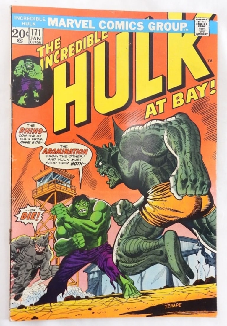 Marvel The Incredible Hulk #171: Marvel, The Incredible Hulk at Bay Comic, Jan #171. Featuring Rhino & the Abomination. VG