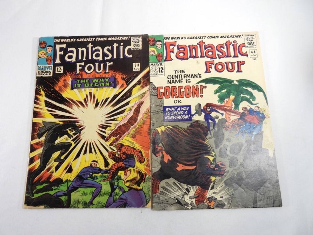 (2) 1965-66 Marvel Fantastic Four #44 and 53: G/VG #44 "The gentleman's name is Gorgon!"/ #53 "The way it began!"