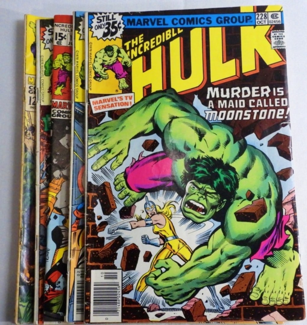 5 Marvel The Incredible Hulk: #76, #109, #140, #228 and #232 Condition Varies