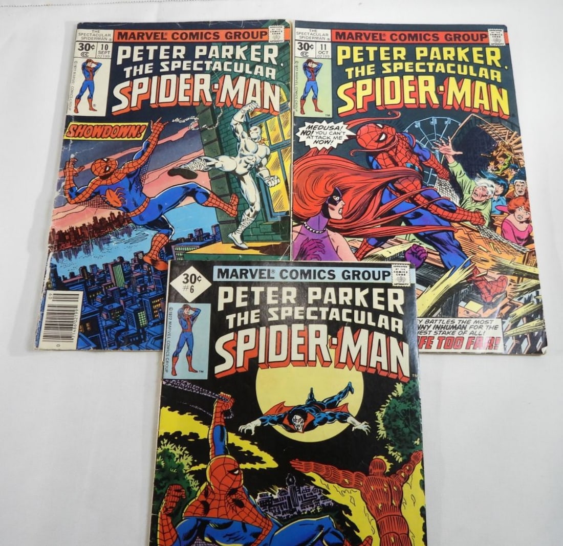 (3) Peter Parker The Spectacular Spider-man: G/VG 1977 #6,#10,#11 Peter Parker The Spectacular Spider-Man