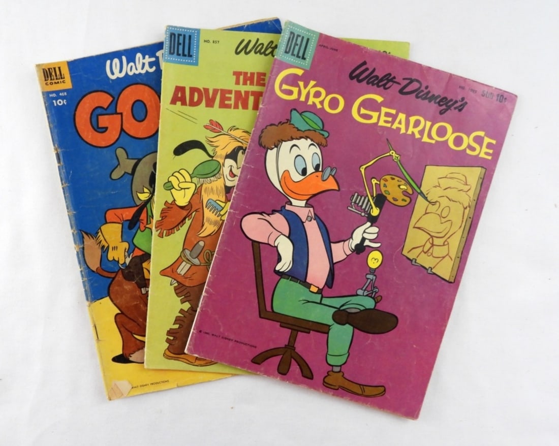 Walt Disney Mixed Lot - 1953-1960: Walt Disney's Gyro Gearloose #1095, 1960- Good The Goofy Adventure Story #857, 1957 Good. Good #468, 1953- Good Some wear on the spine.