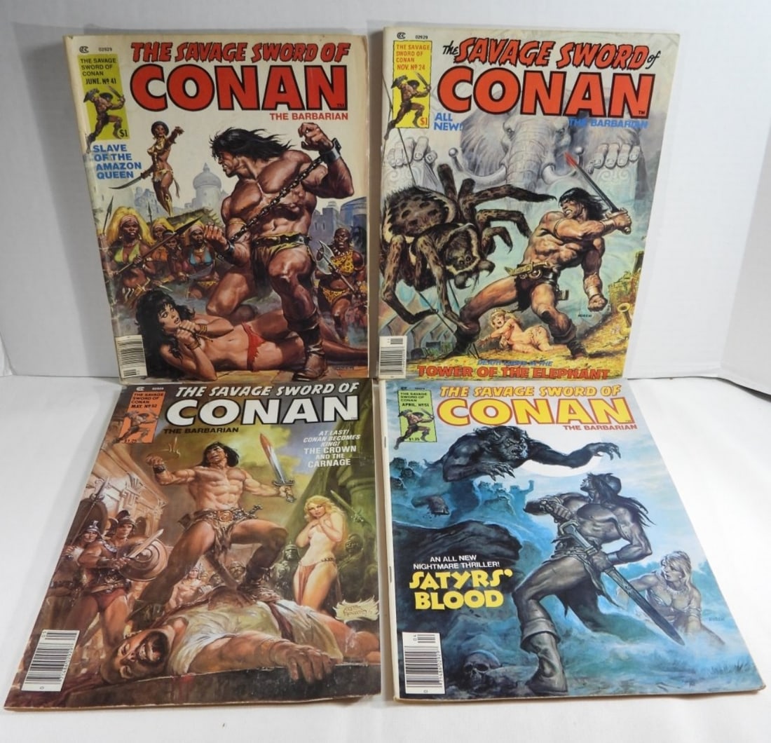 (4) The Savage Sword Of Conan The Barbarian: G/ VG #s 24,41,51,and 52