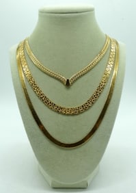 3 Gold Tone Necklaces