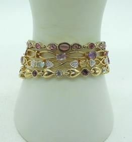 4 Gold Tone With Faux Stone Bracelets