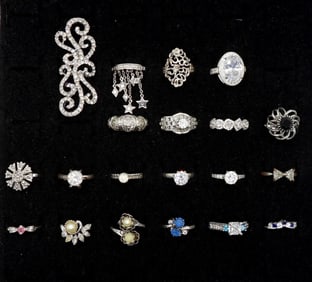 20 Shining Silver Tone Rings