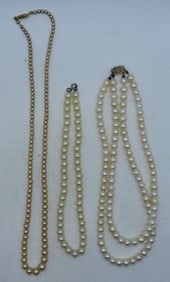 3 Faux Pearl Necklaces