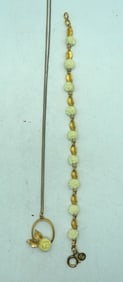 Matching White Bead Necklace And Bracelet