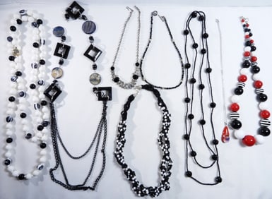 8 Black And Red Necklaces