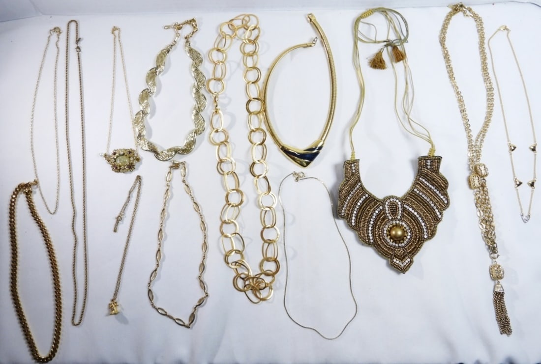 13 Gold Tone Necklaces (1 of 1)