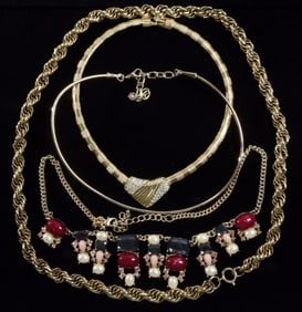 4 Gold Tone Necklaces
