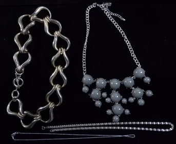 4 Silver Tone Necklaces