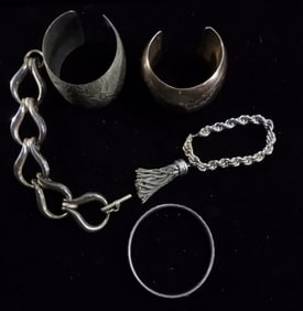 5 Silver-Tone Bracelets