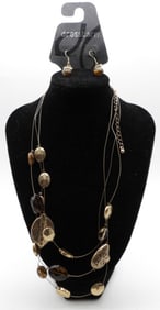 Gold-Tone Beaded Earrings And Necklace