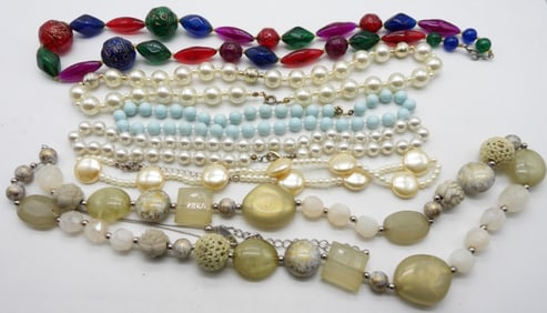 6 Multi-Colored Beaded Necklaces