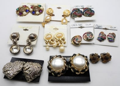 10 Mixed Lot Of Clip-On Earrings