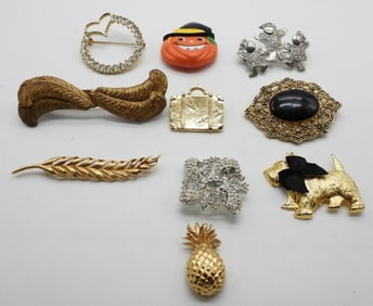 10 Mixed Lot Of Brooches