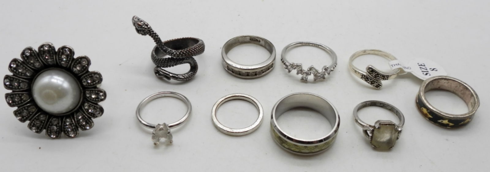 10 Rings: Silver-tone sizes 3.75-10