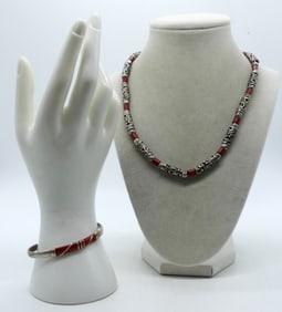 Metal Bead Necklace And Bracelet