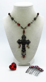 Ben-Amun Rhinestone Cross Necklace