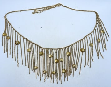 Gold Tone Necklace Dangling Chains