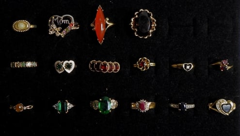 16 Rings With Faux Gems