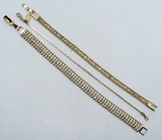 3 Gold Tone Bracelets