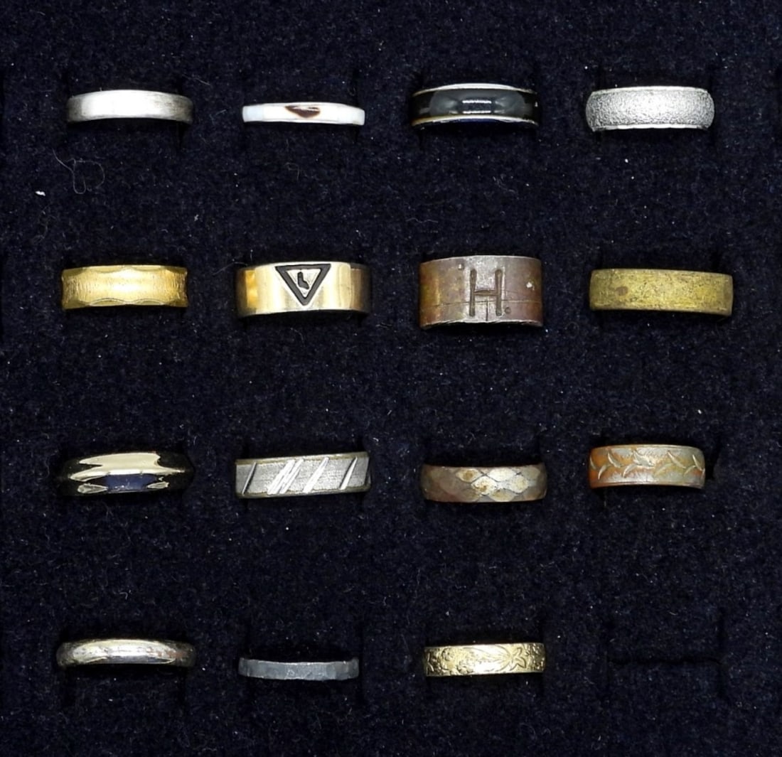 15 Simple Band Rings: variety of sizes, mostly unembellished bands