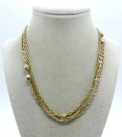 Long Tri-Chain Gold Tone Necklace