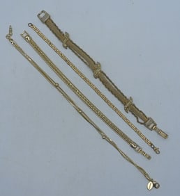 4 Vintage Gold Tone Bracelets