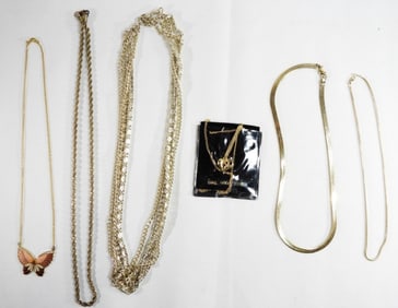 6 Miscellaneous Gold Necklaces
