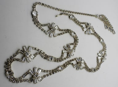 White Faux Diamond Flapper Necklace