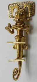 Aztec Style Gold Tone Brooch