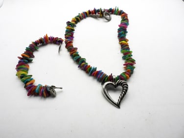 Multi-Colored Bead Necklace And Bracelet
