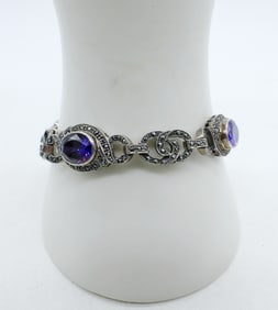 Alexandrite Sterling Marcasite Bracelet