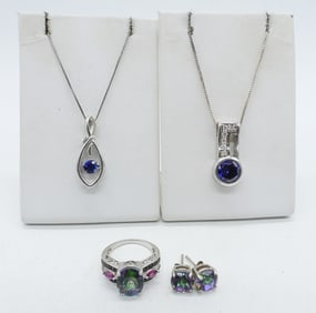 Mystic Topaz, Amethyst, Sapphire in 925