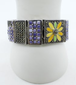 Wide 925 Marcasite, Amethyst Bracelet