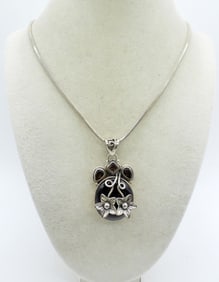 Black Onyx & Smokey Quartz 925 Necklace
