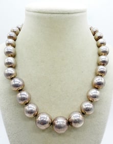 Taxco Sterling Graduated Bead Necklace