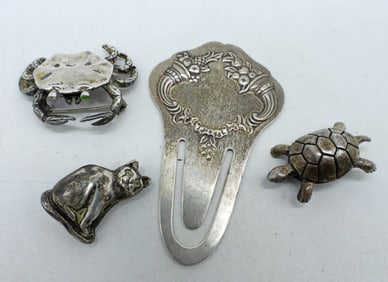 Sterling Animal Pins & Sterling Bookmark