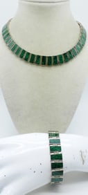 Malachite 950 Vintage Necklace Bracelet Set