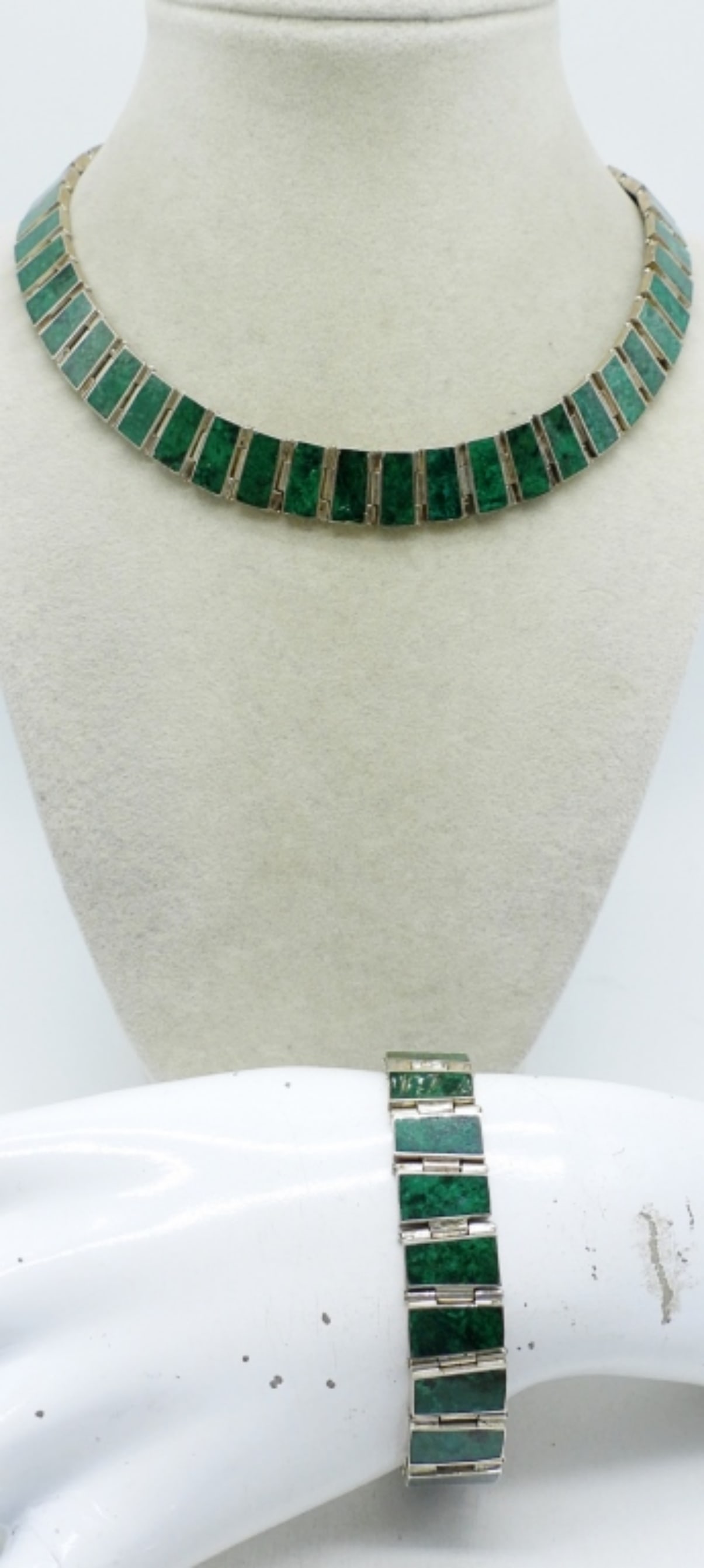 Malachite 950 Vintage Necklace Bracelet Set (1 of 4)
