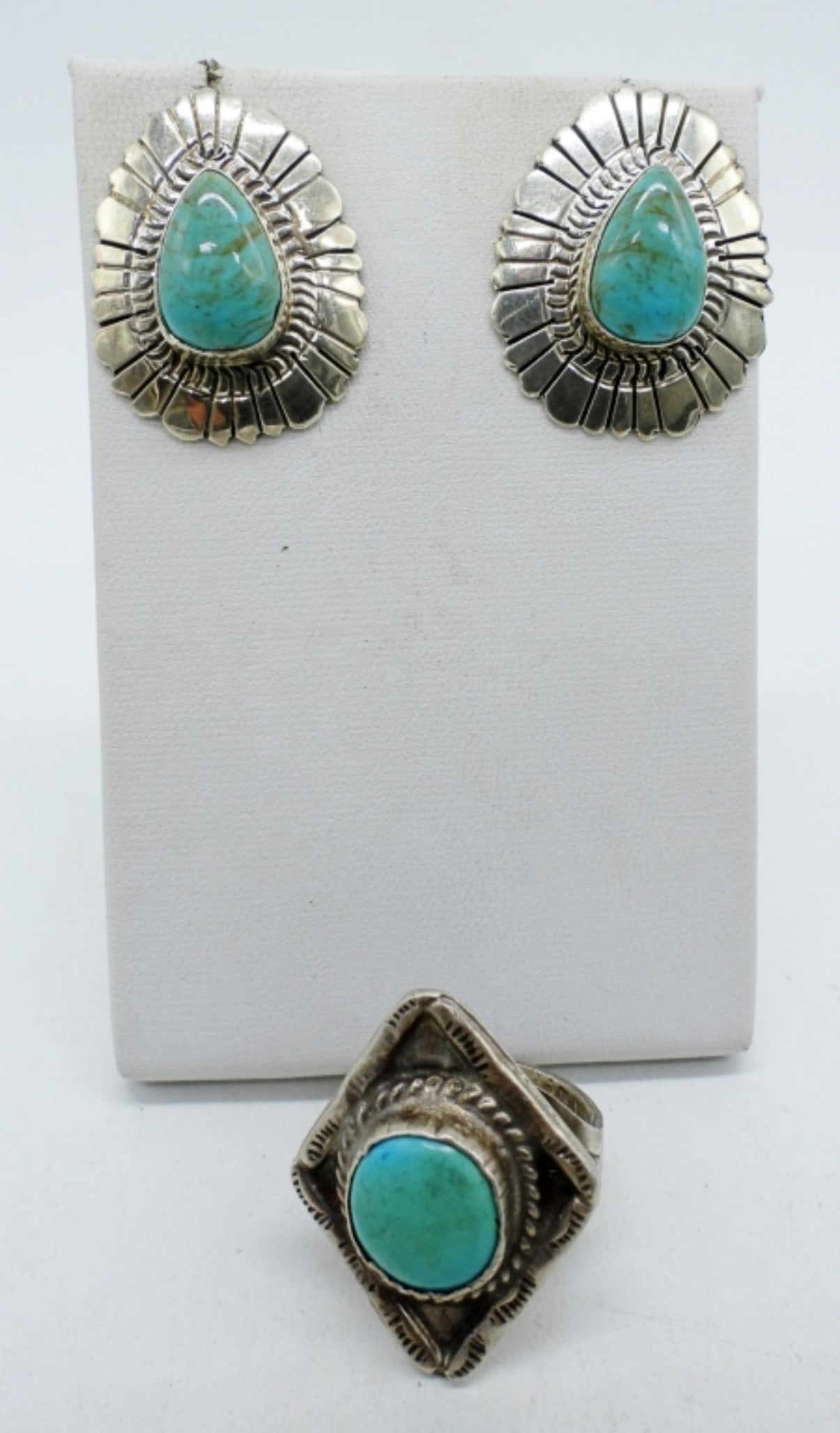 Sterling Turquoise Ring & Earring Set (1 of 4)