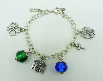 Sterling Charm Bracelet - 6 Charms