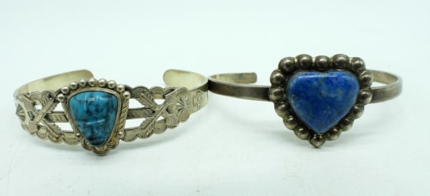 Turquoise & Lapis Lazuli 925 Cuff Bracelets