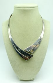 Taxco Sterling Collar Hinged Necklace