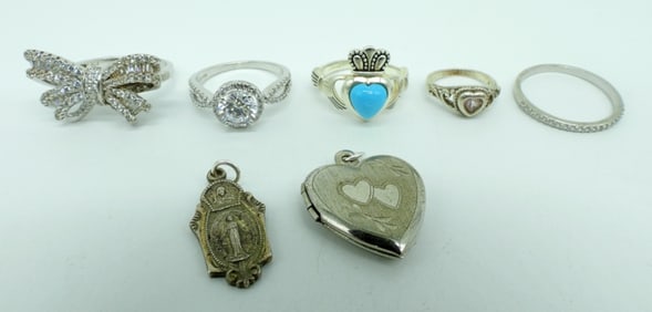 7 Piece Sterling Rings & Pendants