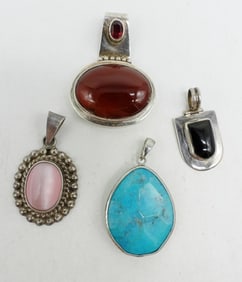 4 Sterling Gemstone Pendants