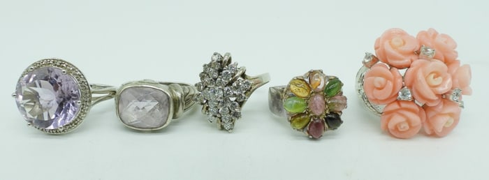 5 Sterling Fashion Rings