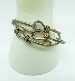 3 Sterling Lasso Style Bangle Bracelets